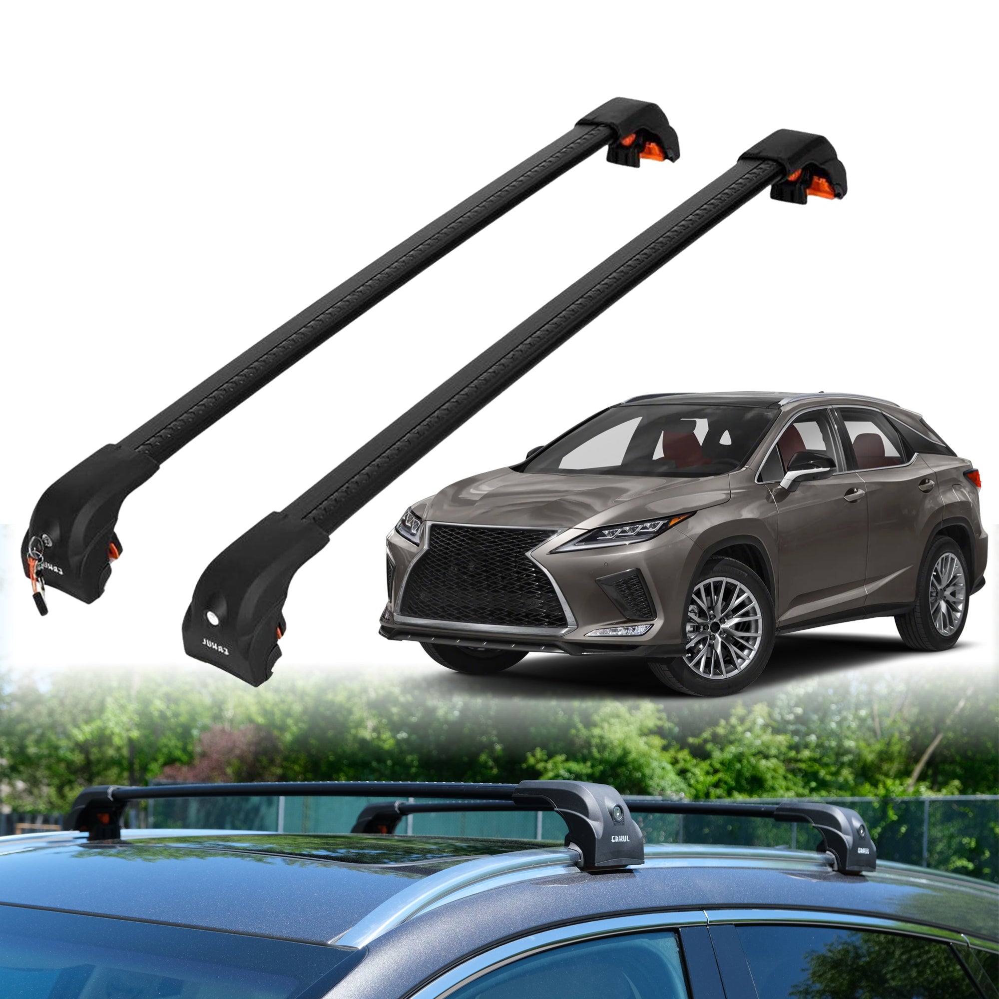 ERKUL Roof Rack Crossbars For LEXUS RX350L / RX450H / RX450HL 2016-2022
