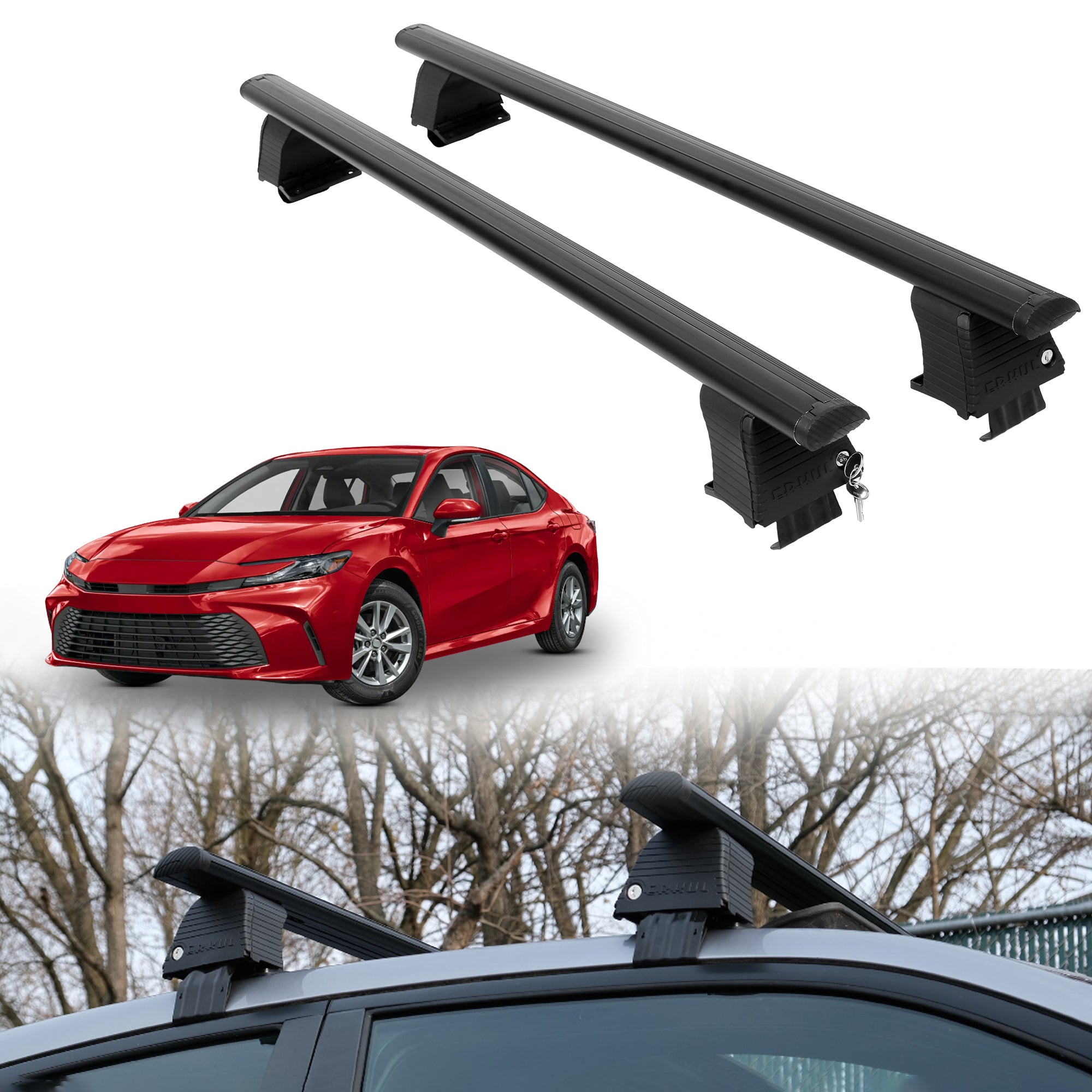 Roof Rack Crossbars for Toyota Camry 2025-2026 Fits Naked Roof - Black