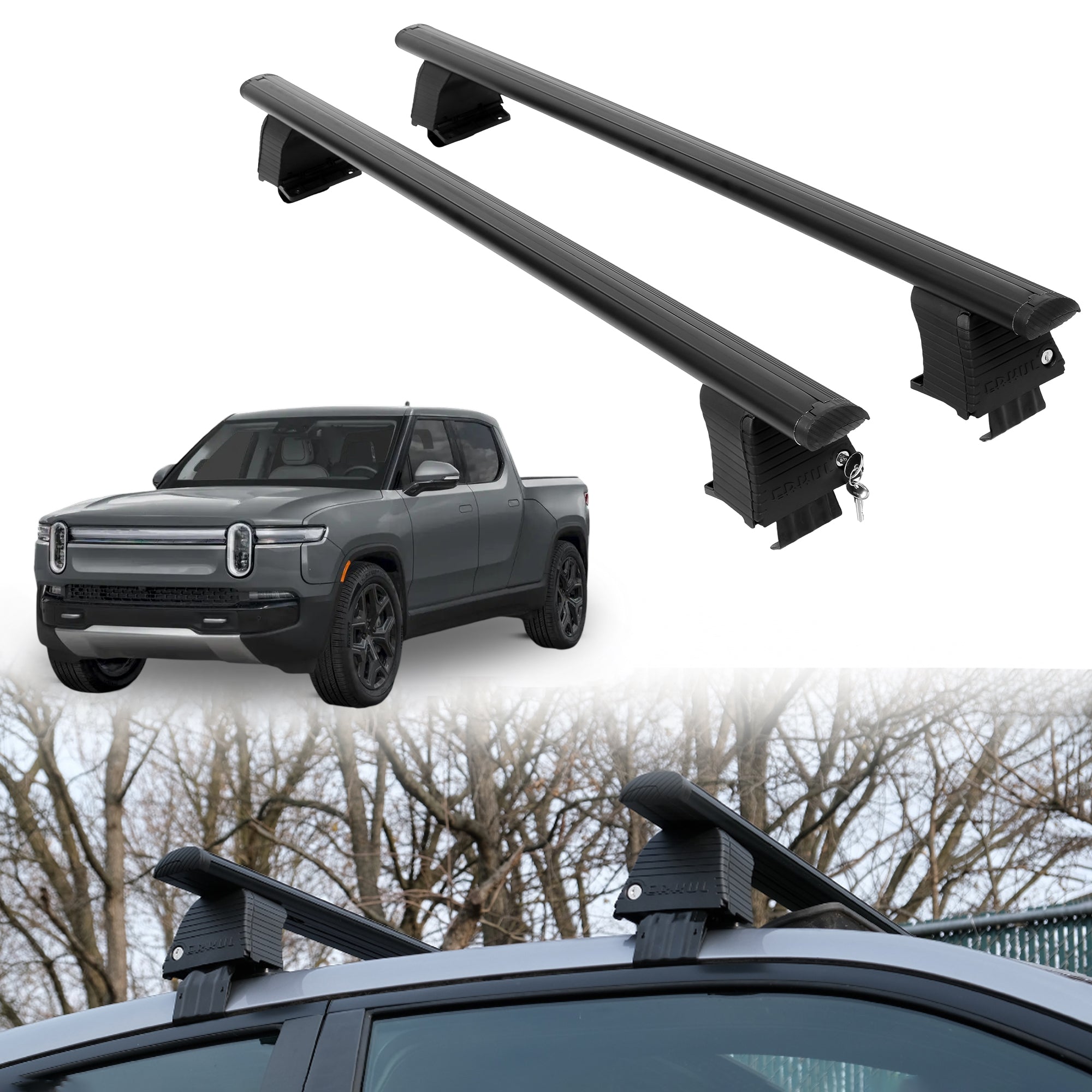 ERKUL Roof Rack Crossbars For RIVIAN R1T 2022-2026