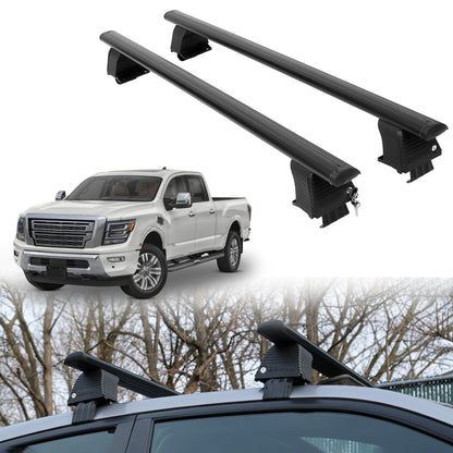 Roof Rack Crossbars for Nissan Titan XD 2016-2024 Fits Naked Roof - Black