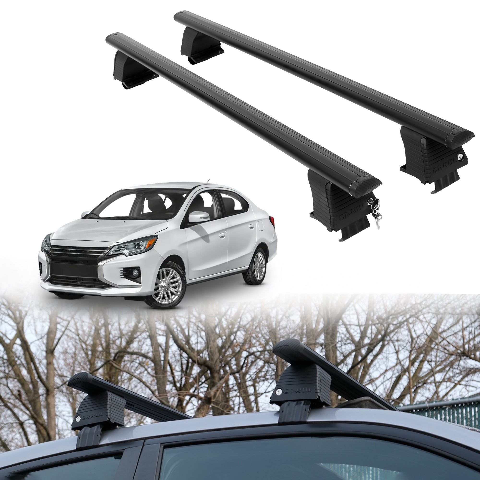 ERKUL Roof Rack Crossbars For MITSUBISHI MIRAGE G4 2013-2024