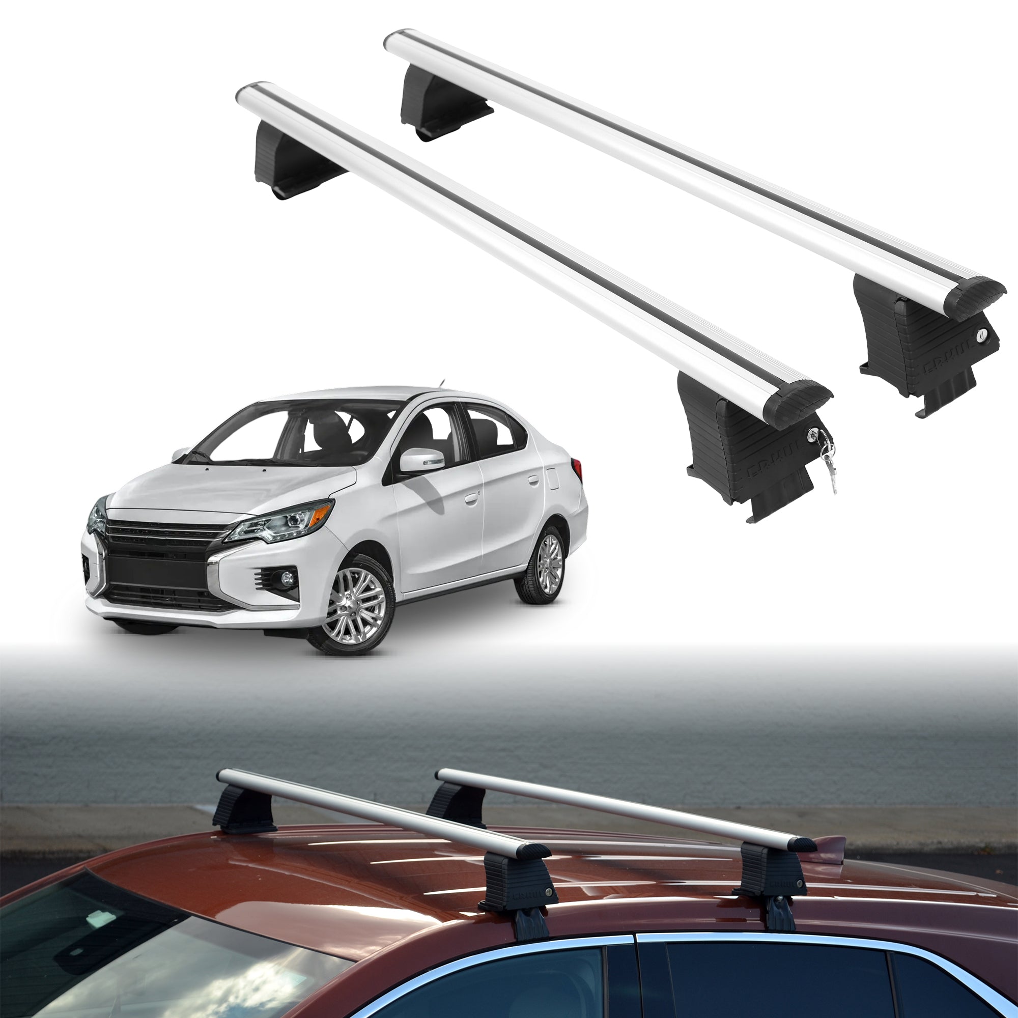 ERKUL Roof Rack Crossbars For MITSUBISHI MIRAGE G4 2013-2024