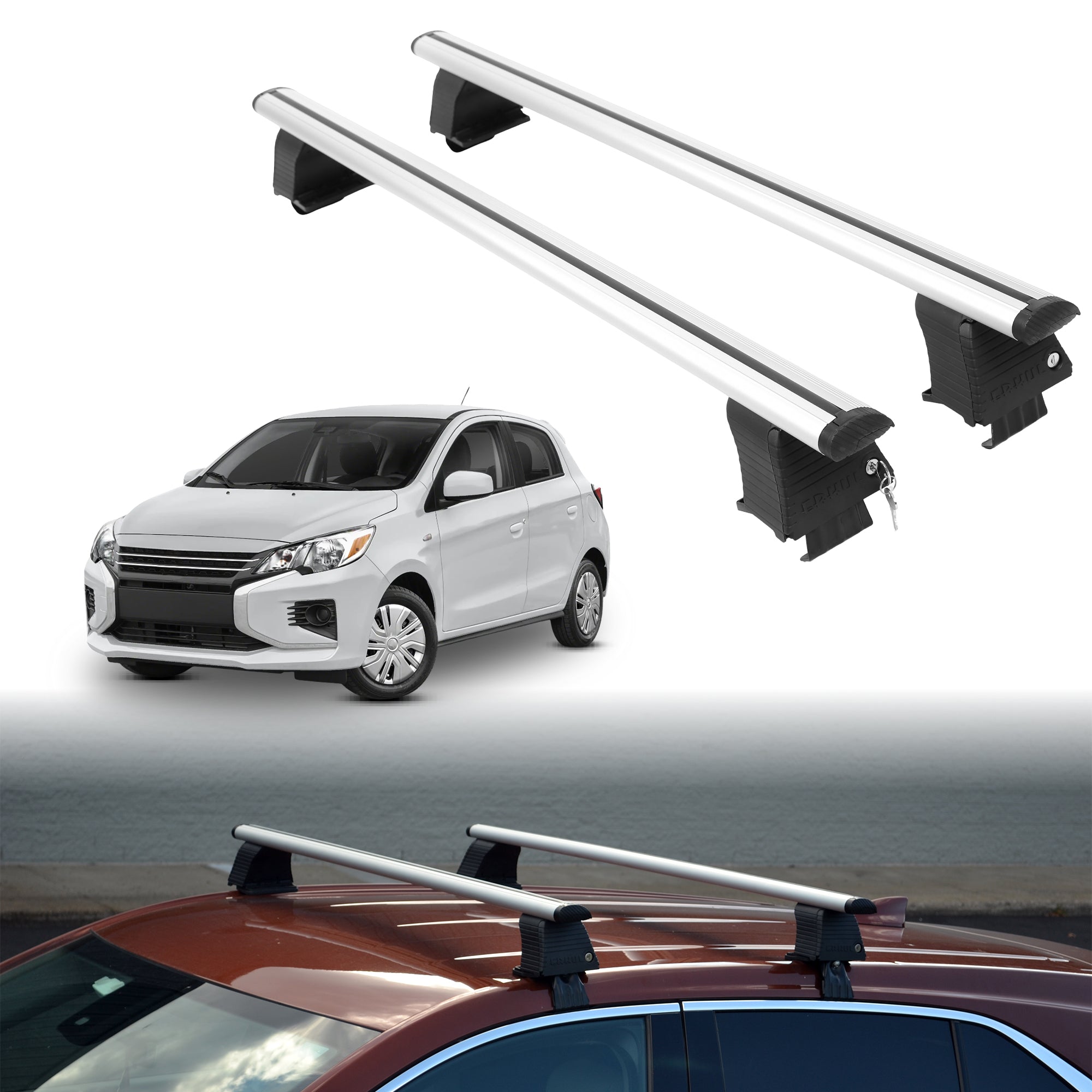 ERKUL Roof Rack Crossbars For MITSUBISHI MIRAGE 2014-2024