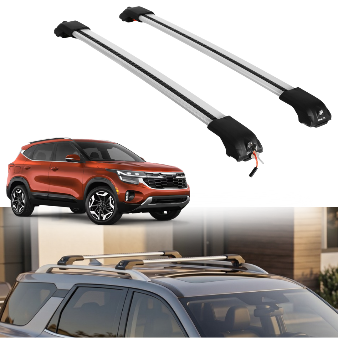 Roof Rack Crossbars for Kia Seltos 2021-2026 Fits Raised Rails - Silver