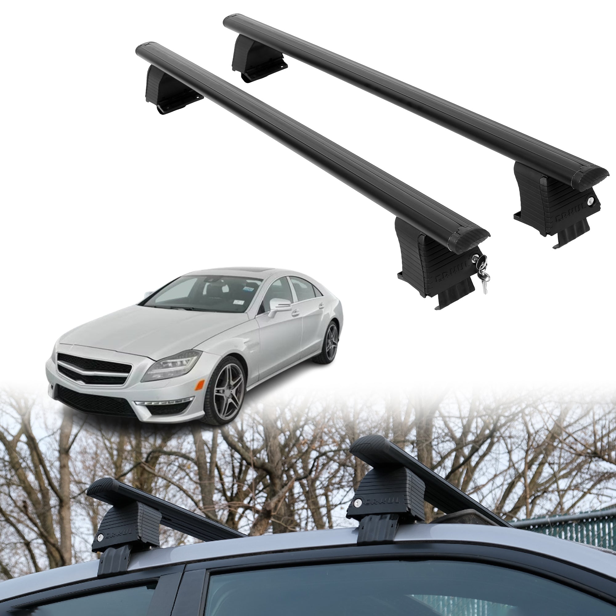 Roof Rack Crossbars for Mercedes-Benz AMG CLS 2012-2018 - Black