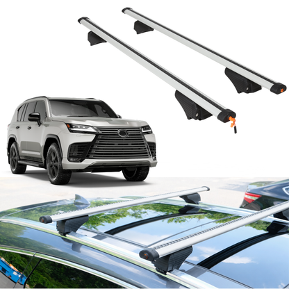 Roof Rack Crossbars for Lexus LX 700h 2025-2026 Fits Flush Rails - Silver
