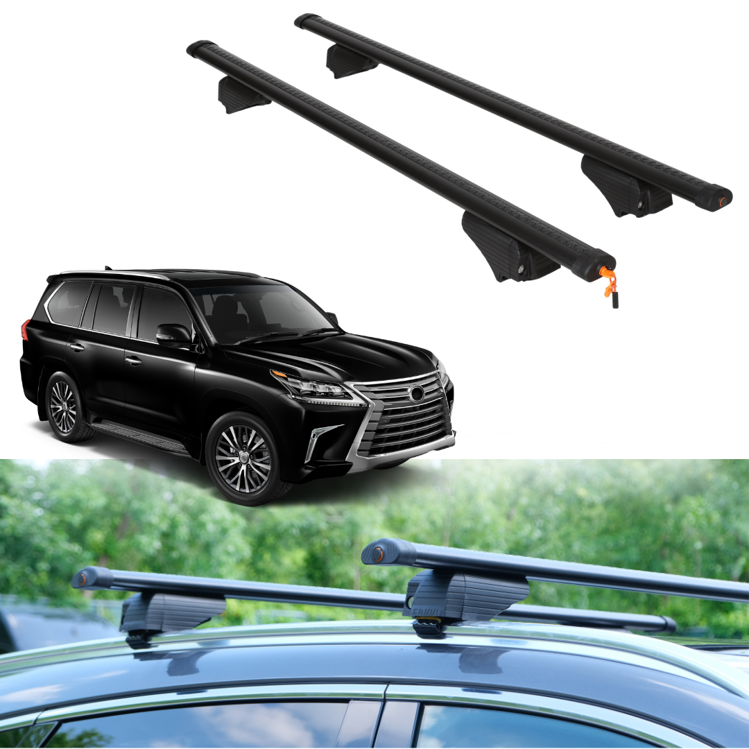 Roof Rack Crossbars for Lexus LX 570 2008-2021 Fits Flush Rails - Black