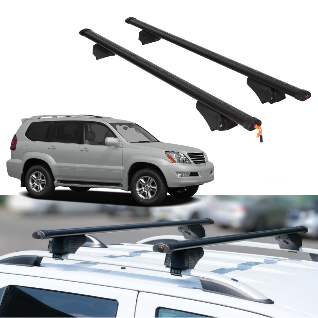 Roof Rack Crossbars for Lexus GX 470 2002-2009 Fits Raised Rails - Black