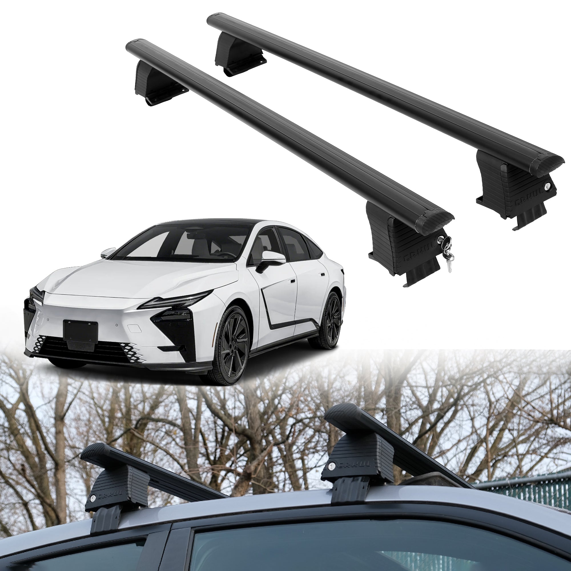 Roof Rack Crossbars for Lexus ES 2026 Fits Naked Roof - Black