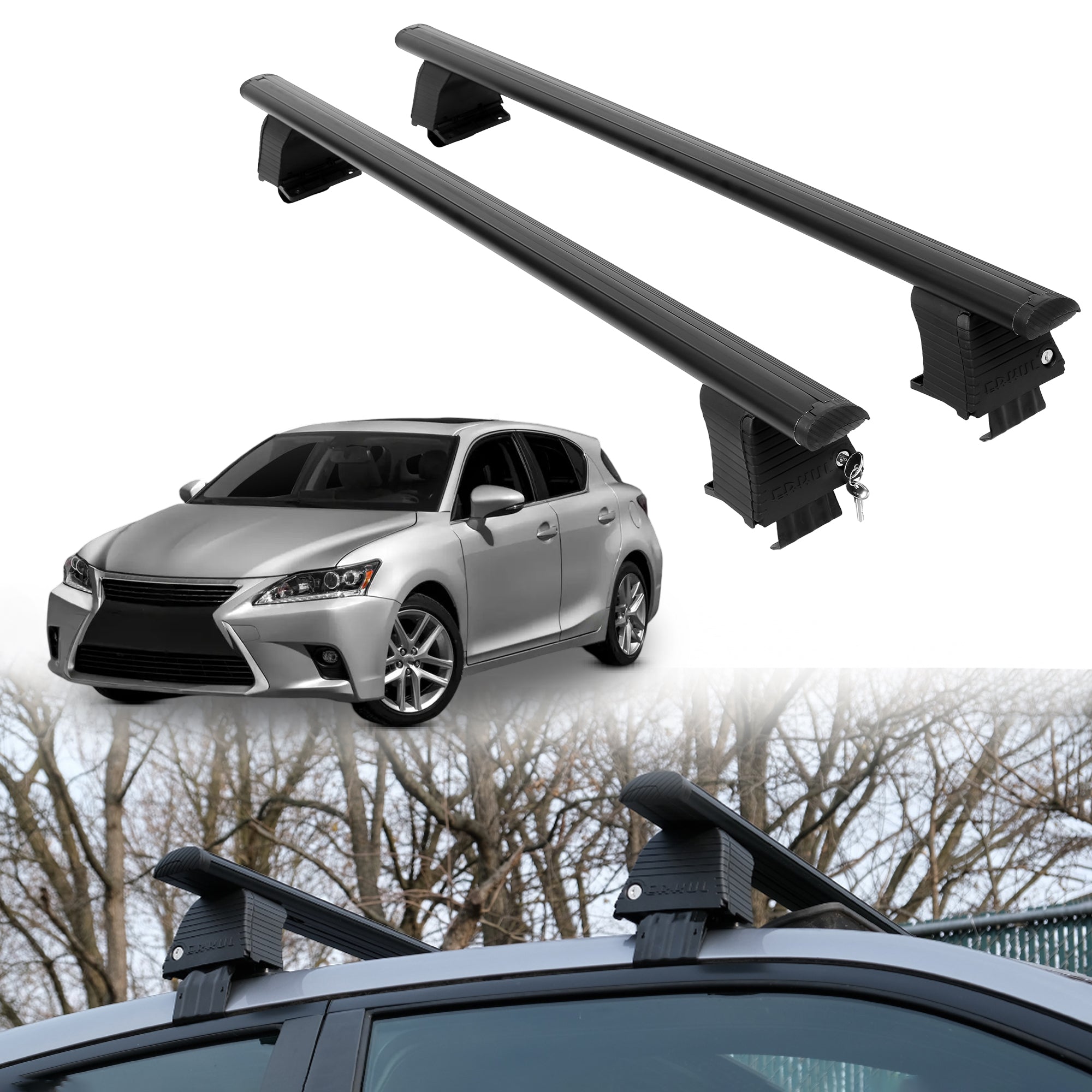 ERKUL Roof Rack Crossbars For LEXUS CT 200H 2011-2017