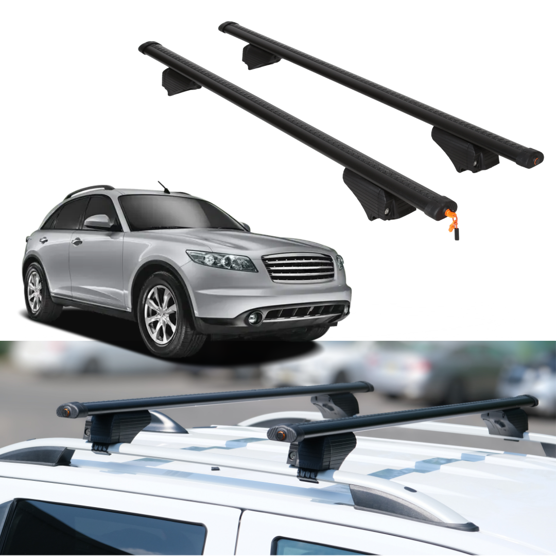 Roof Rack Crossbars for INFINITI FX45 2003-2008 Fits Raised Rails - Black