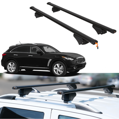 Roof Rack Crossbars for INFINITI FX50 2009-2013 Fits Raised Rails - Black