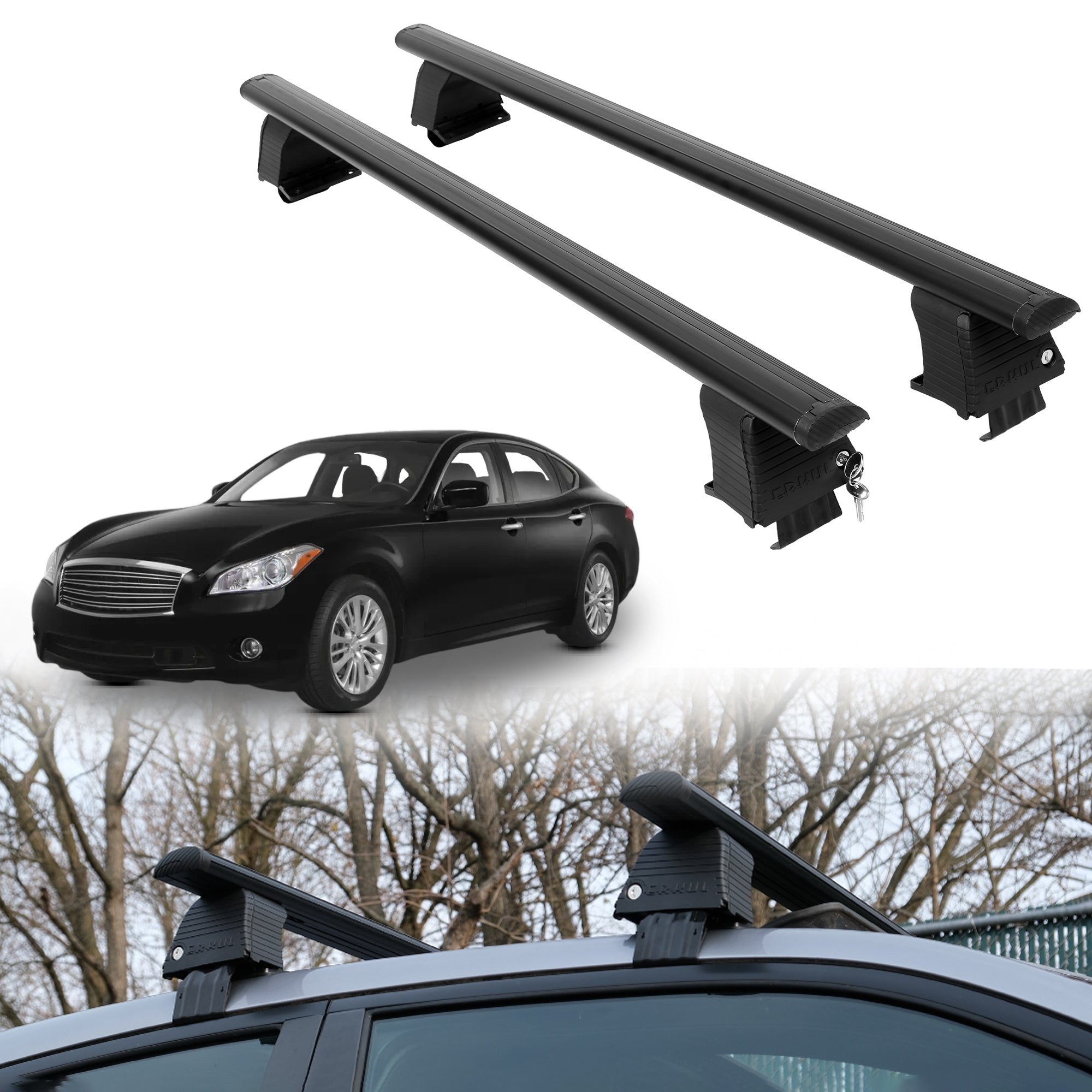 ERKUL Roof Rack Crossbars For INFINITI M35H 2012-2013