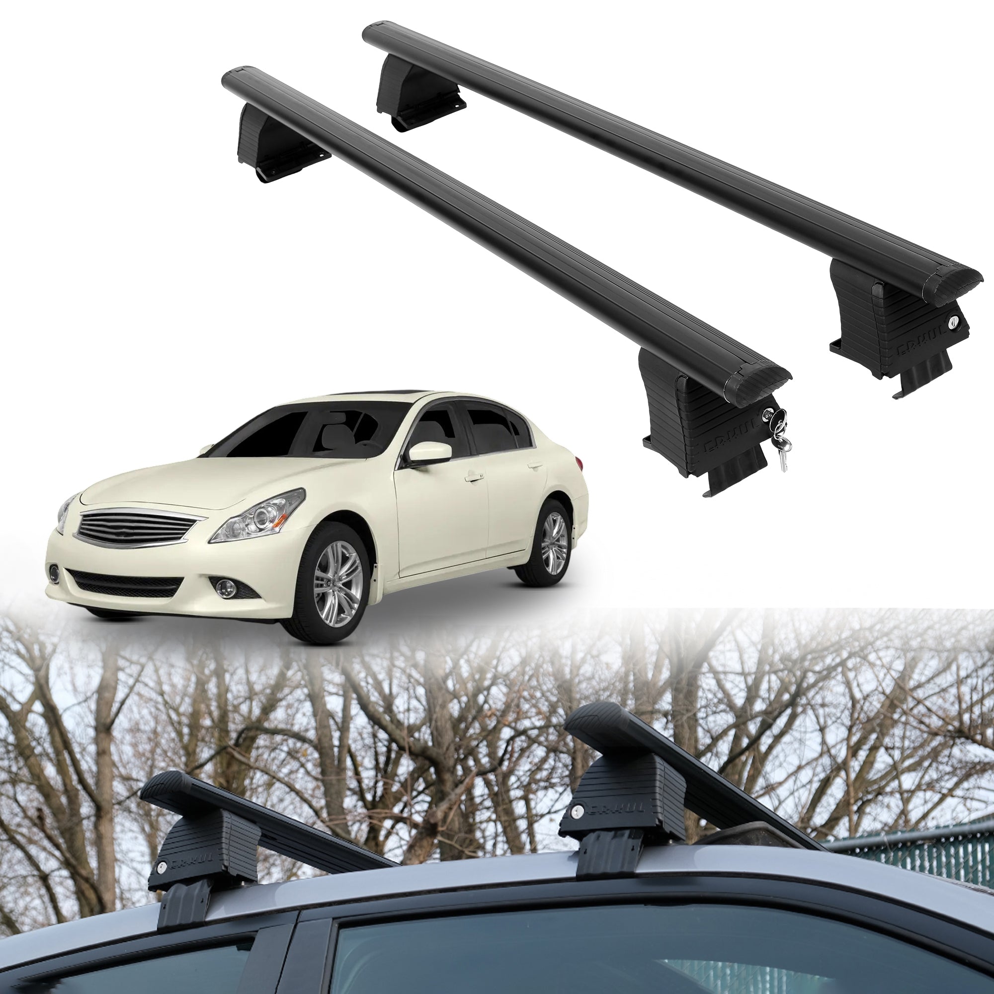 ERKUL Roof Rack Crossbars For INFINITI Q40 2015