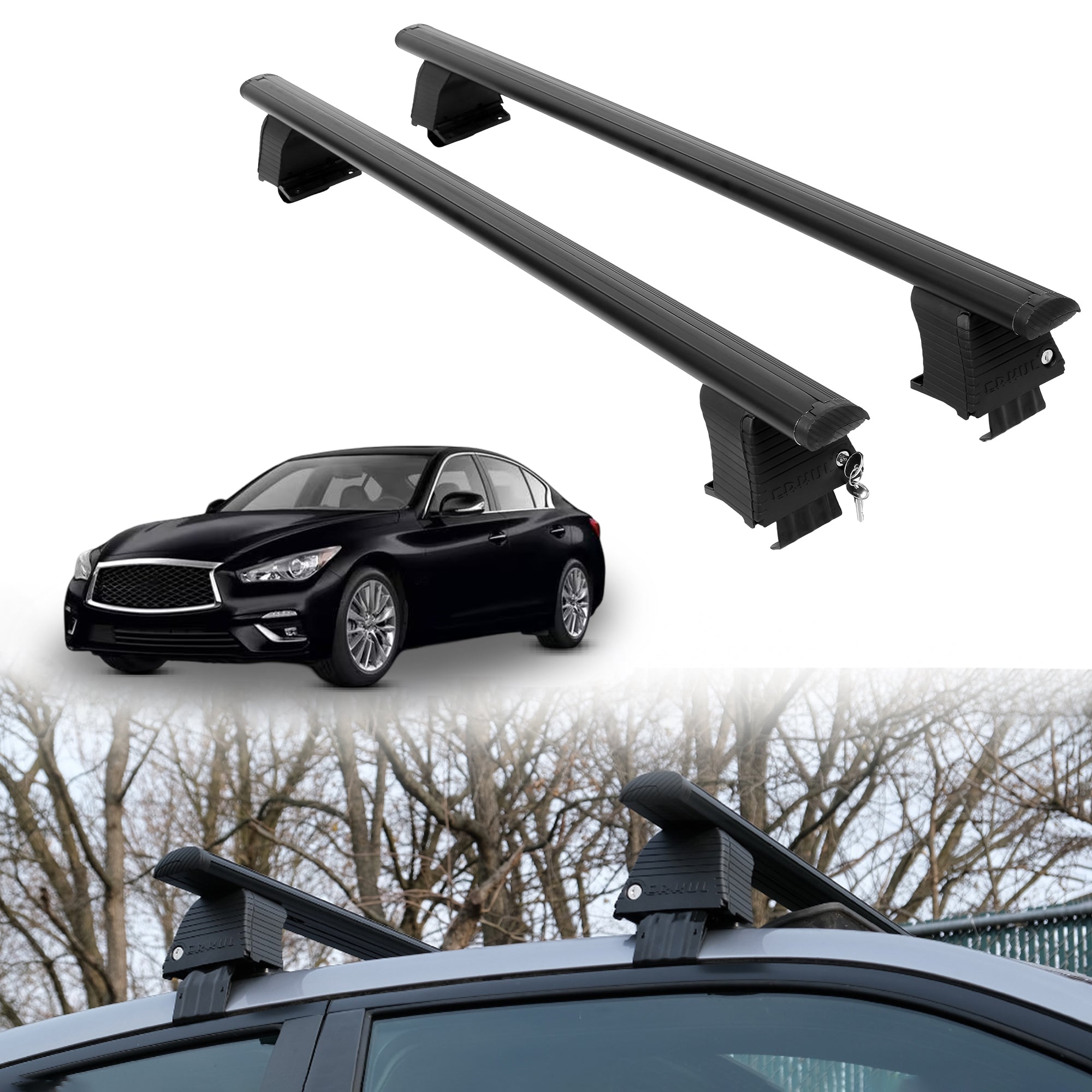 ERKUL Roof Rack Crossbars For INFINITI Q50 / Q50 HYBRID 2014-2024