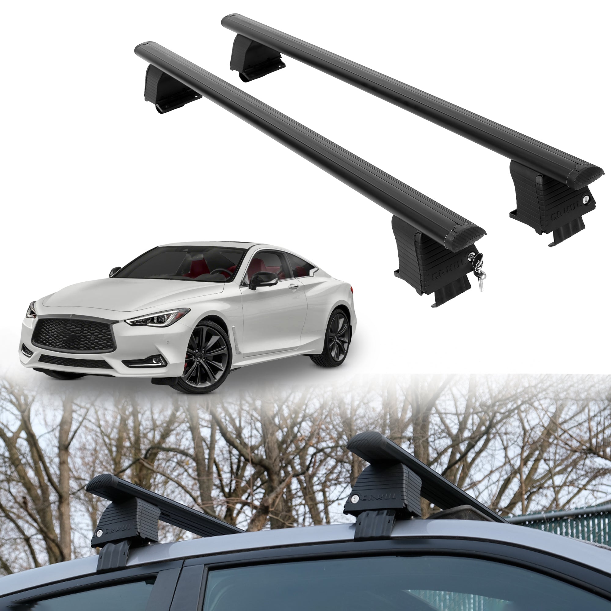 ERKUL Roof Rack Crossbars For INFINITI Q60 2017-2022