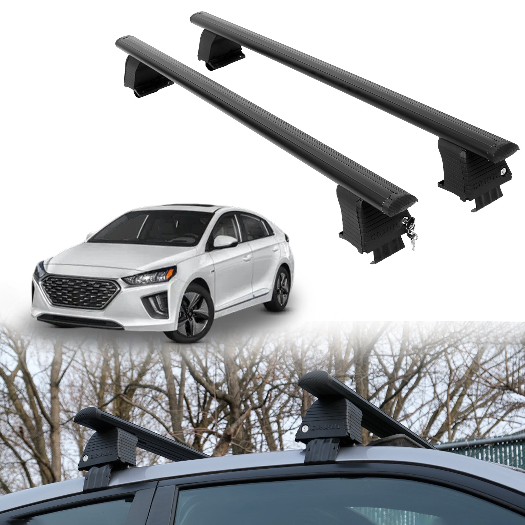 ERKUL Roof Rack Crossbars For HYUNDAI IONIQ HYBRID / IONIQ EV / PLUG-IN HYBRID 2017-2022