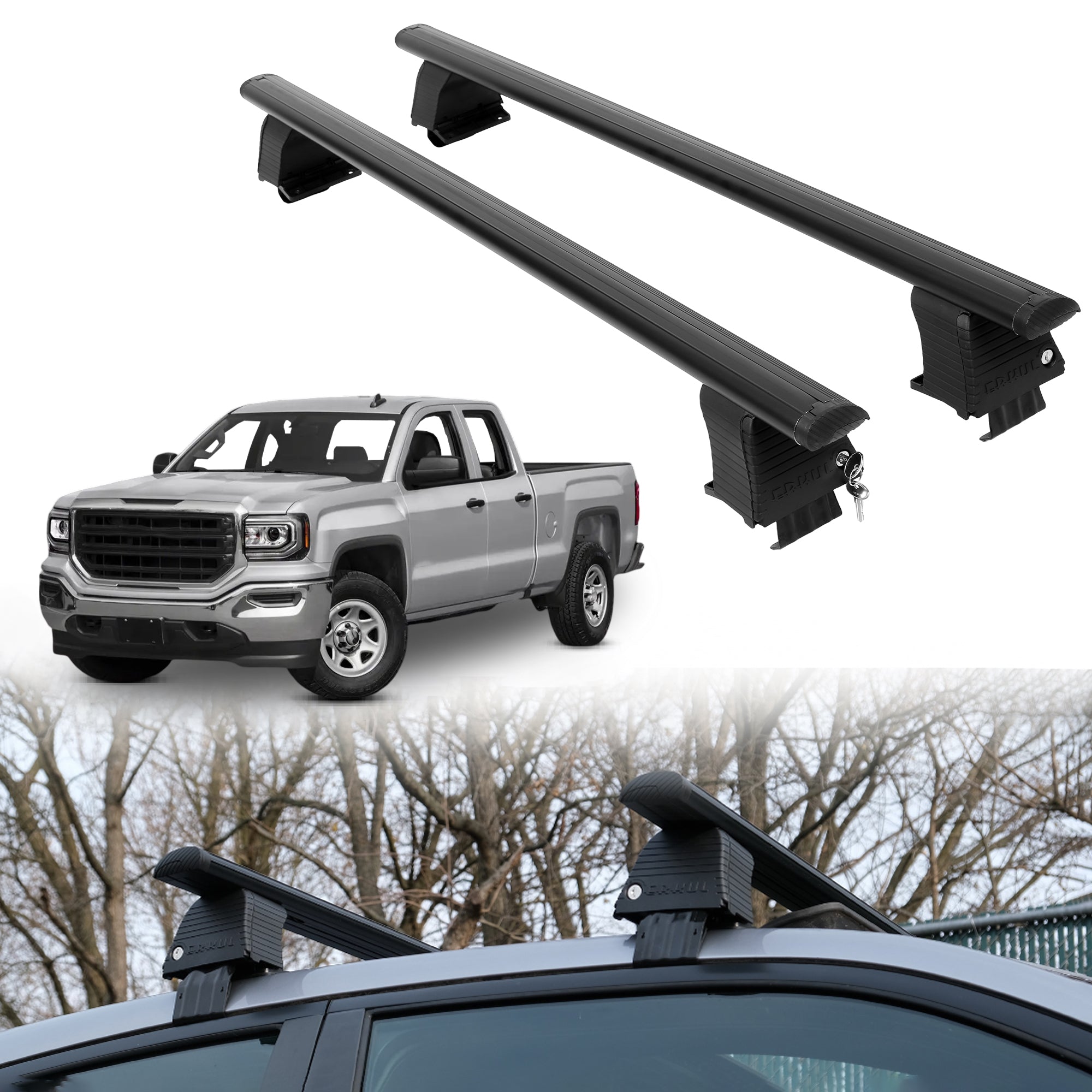 ERKUL Roof Rack Crossbars For GMC SIERRA 1500 2014-2018