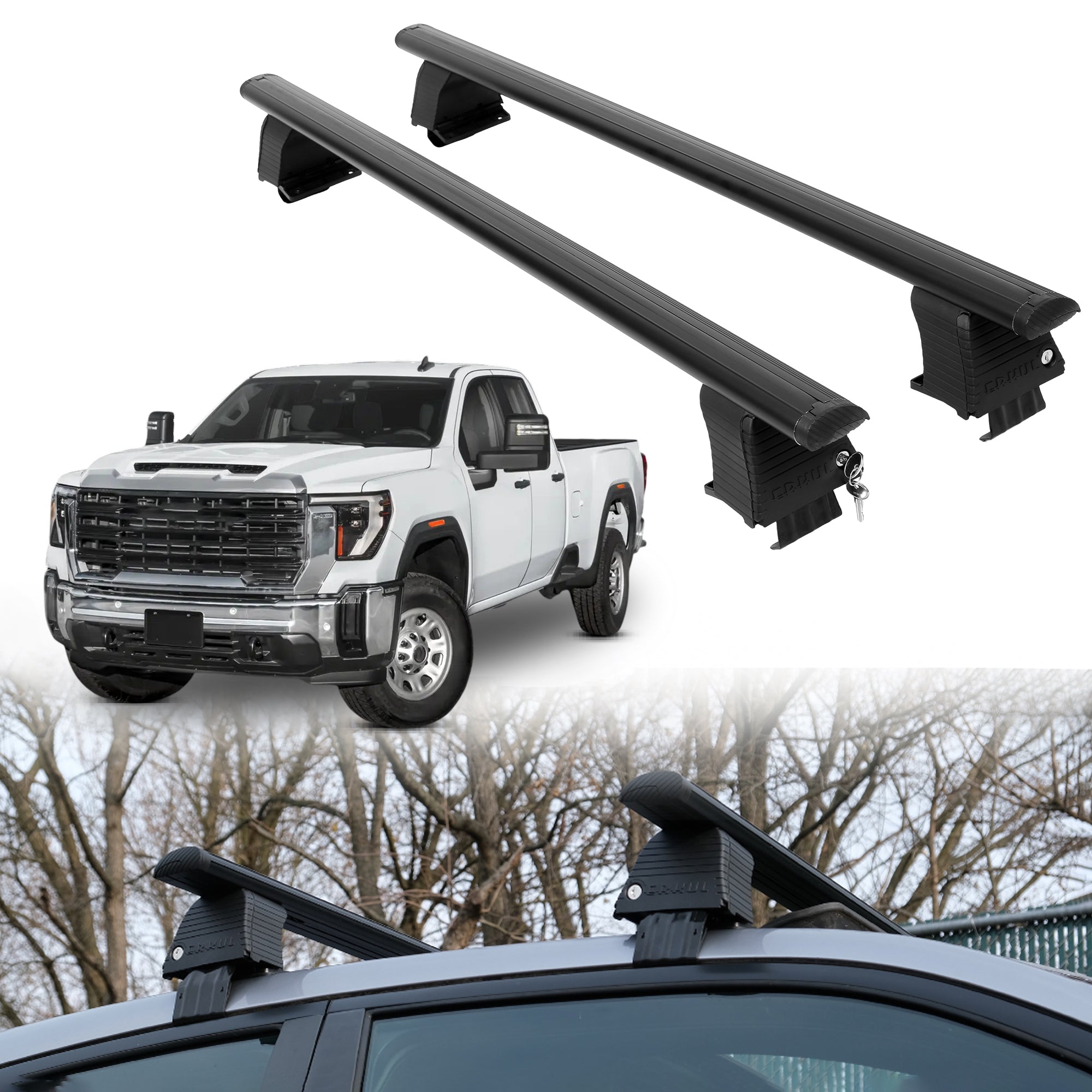 ERKUL Roof Rack Crossbars For GMC SIERRA 3500 2020-2026