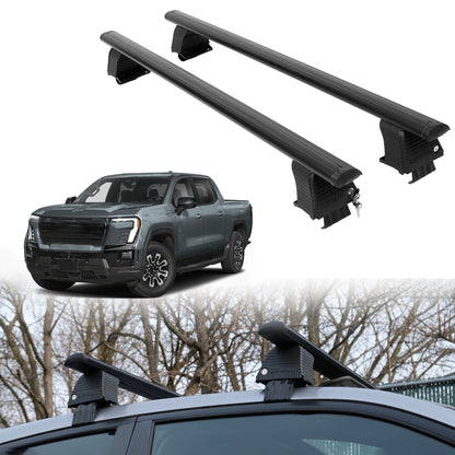 Roof Rack Crossbars for GMC Sierra EV 2024-2026 Fits Naked Roof - Black