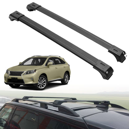 Roof Rack Crossbars for Lexus RX350 2010-2015 Fits Raised Rails - Black