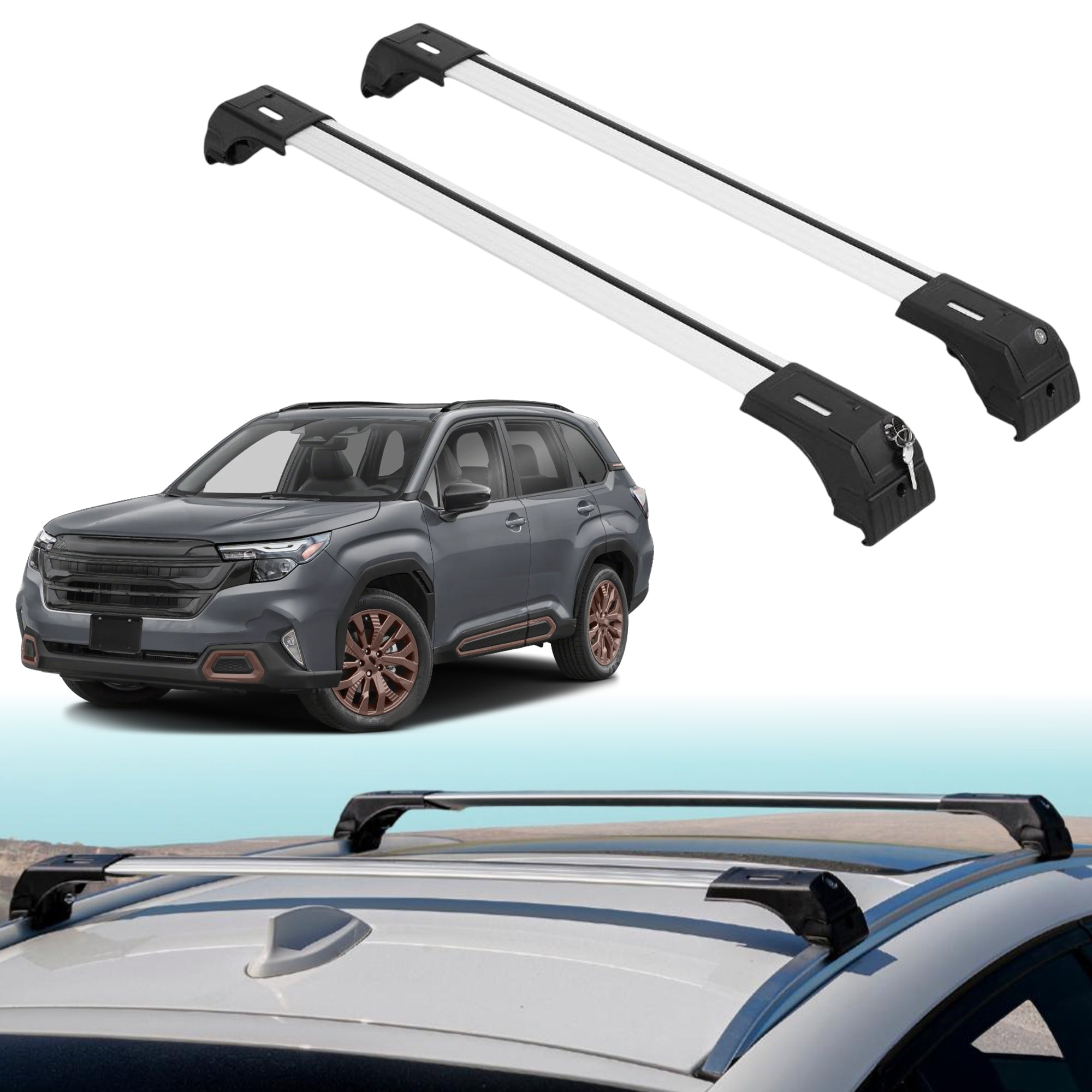 Roof Rack Crossbars for Subaru Forester 2025-2026 - Silver