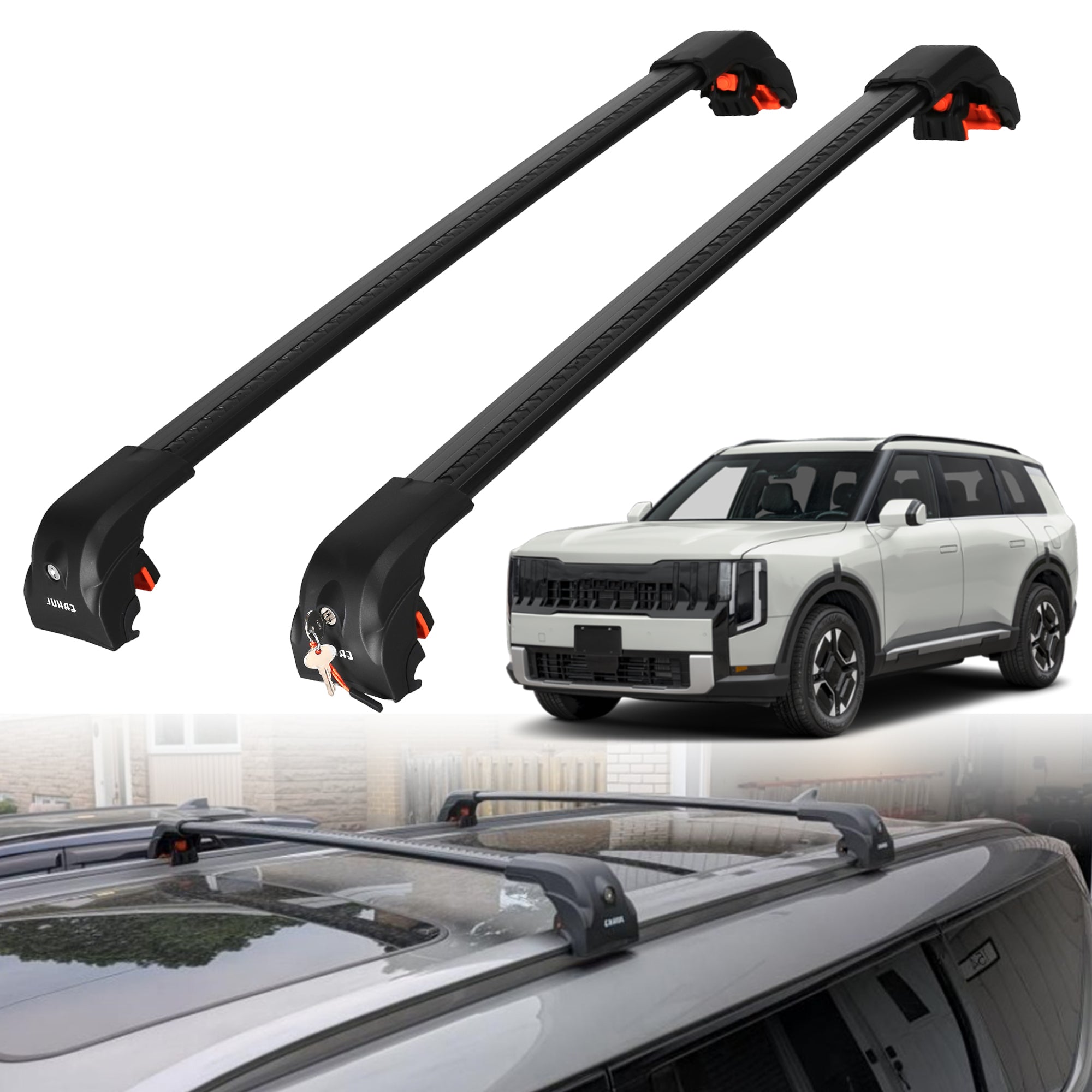 220 lbs Roof Rack Crossbars for Kia Telluride 2027 - Black