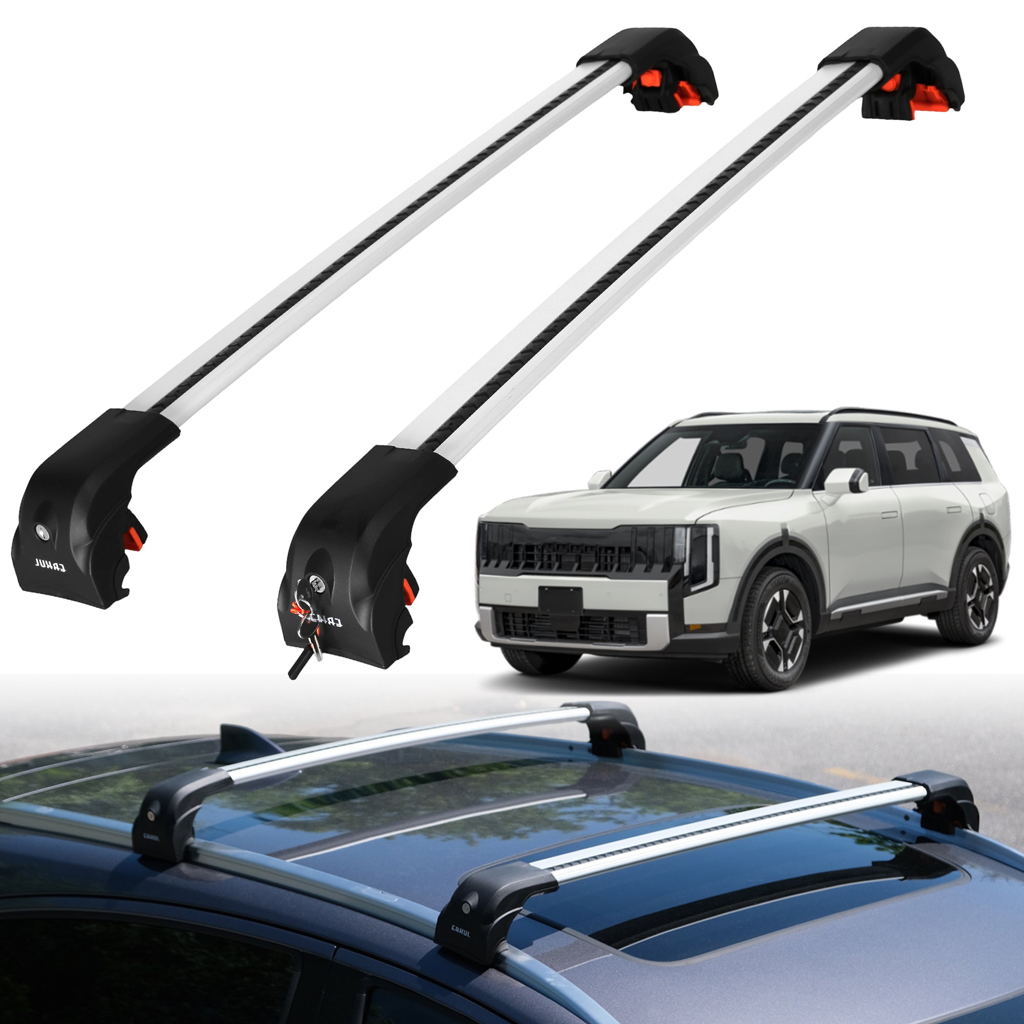 220 lbs Roof Rack Crossbars for Kia Telluride 2027 - Silver
