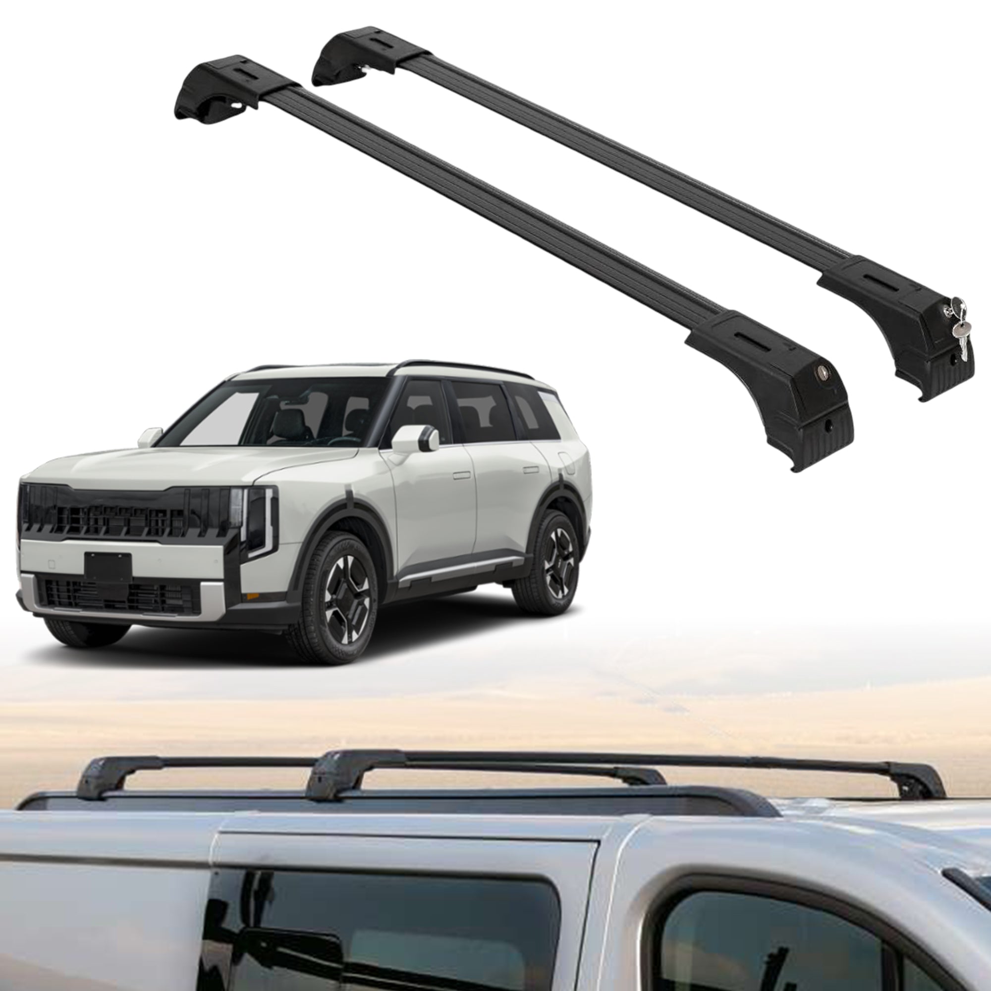 Roof Rack Crossbars for Kia Telluride 2027 Fits Flush Rails - Black