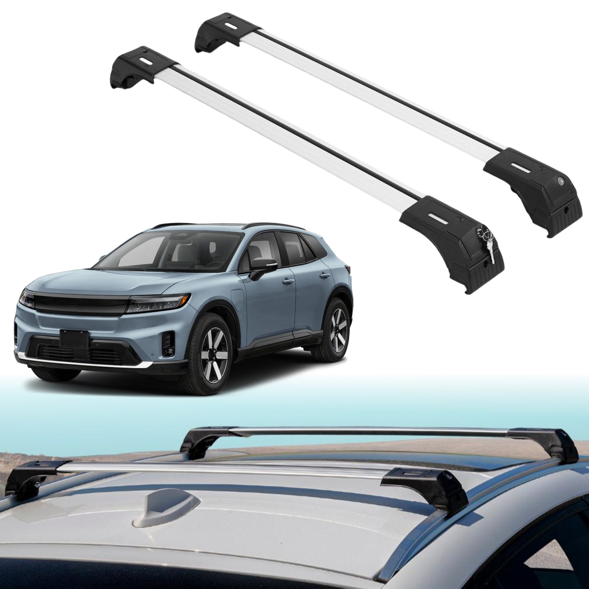 Roof Rack Crossbars for Honda Prologue 2024-2026 Fits Flush Rails - Silver