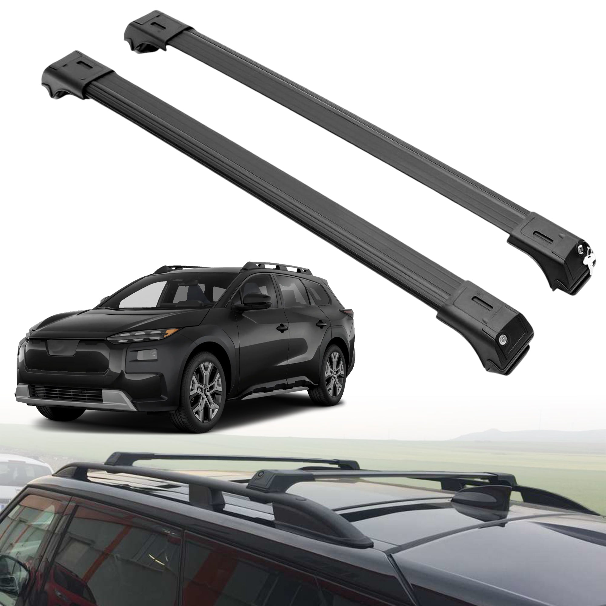 Roof Rack Crossbars for Subaru TrailSeeker 2026 Fits Raised Rails - Black