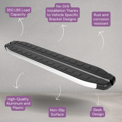 Erkul 5.2" Running Boards for Nissan Rogue 2008-2020 - 350 lb - Silver