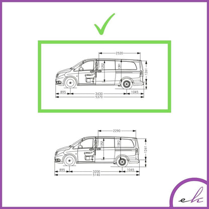 ERKUL Set of Roof Side Rail Rack&Crossbar for Mercedes Metris Short 14-23 Silver