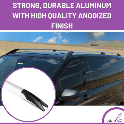 ERKUL Set of Roof Side Rails Rack&Crossbar for Mercedes Metris Long 14-23 Silver