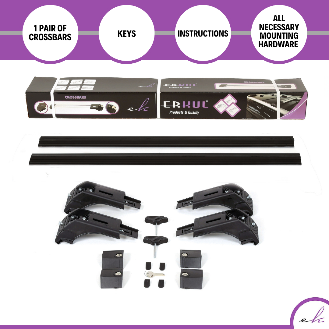 ERKUL Roof Rack Cross Bars Fits Nissan Armada 2017-2024 Fits Raised Rails Black