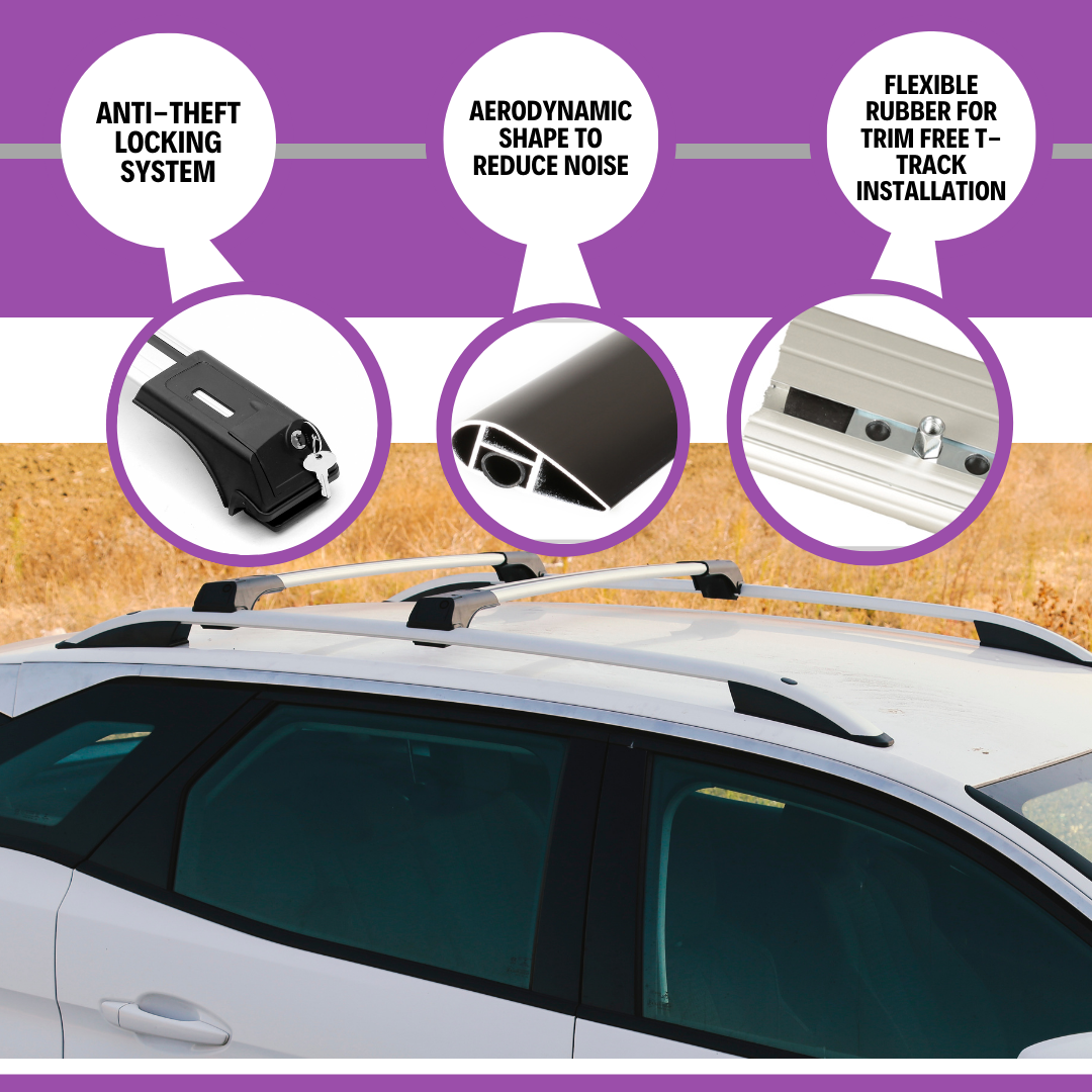 2 Piece Lockable Roof Rack Cross Bars Fit Mercedes GLE Class 2015-2019 | Silver
