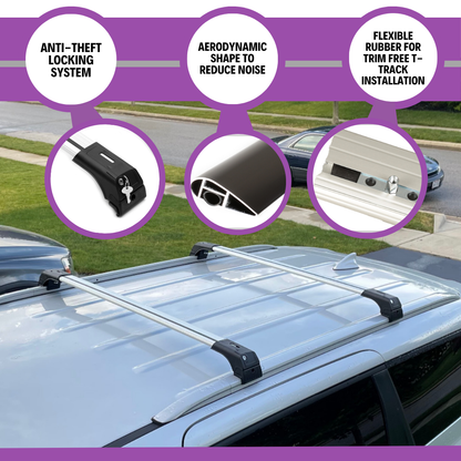ERKUL Roof Rack Cross Bars Fits BMW X3 (F25) 2011-2017 Aluminum Lockable Silver
