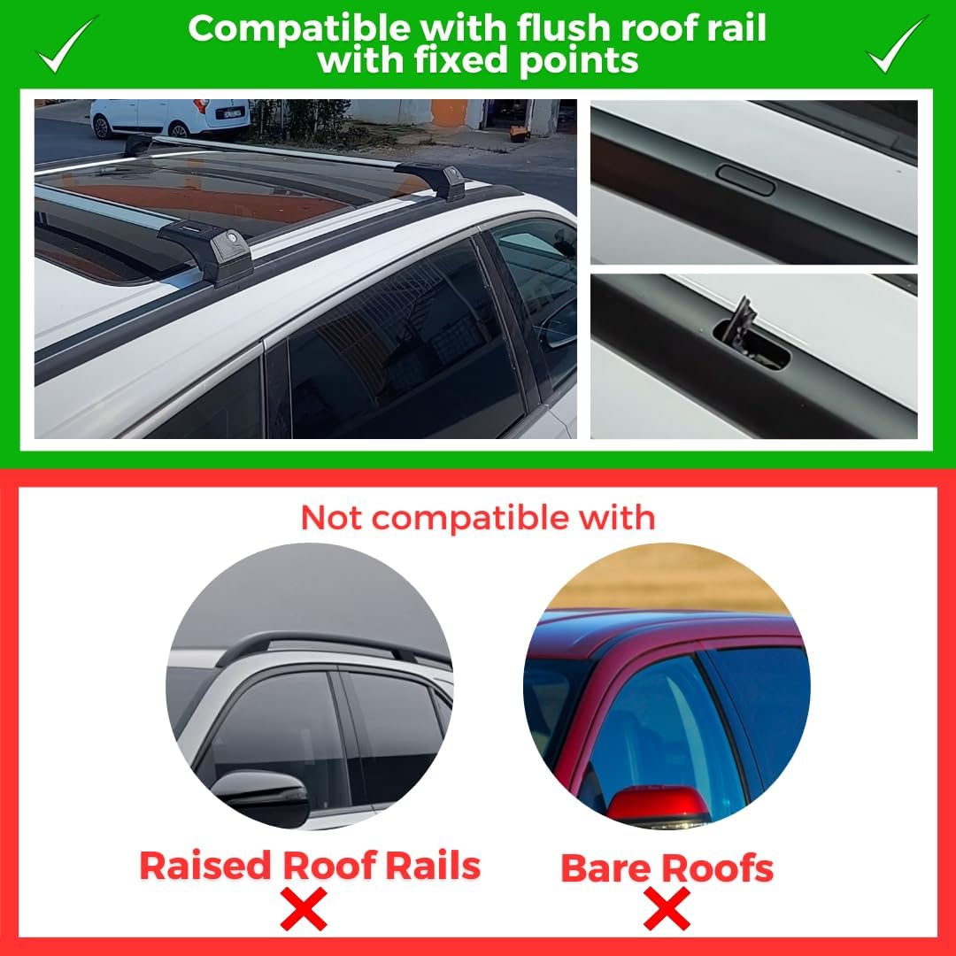 220lbs Roof Rack Crossbars for Audi Q7 2017-2026 Fits Fixed Points Roofs - Black