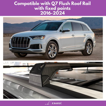 220lbs Roof Rack Crossbars for Audi Q7 2017-2026 Fits Fixed Points Roofs - Black