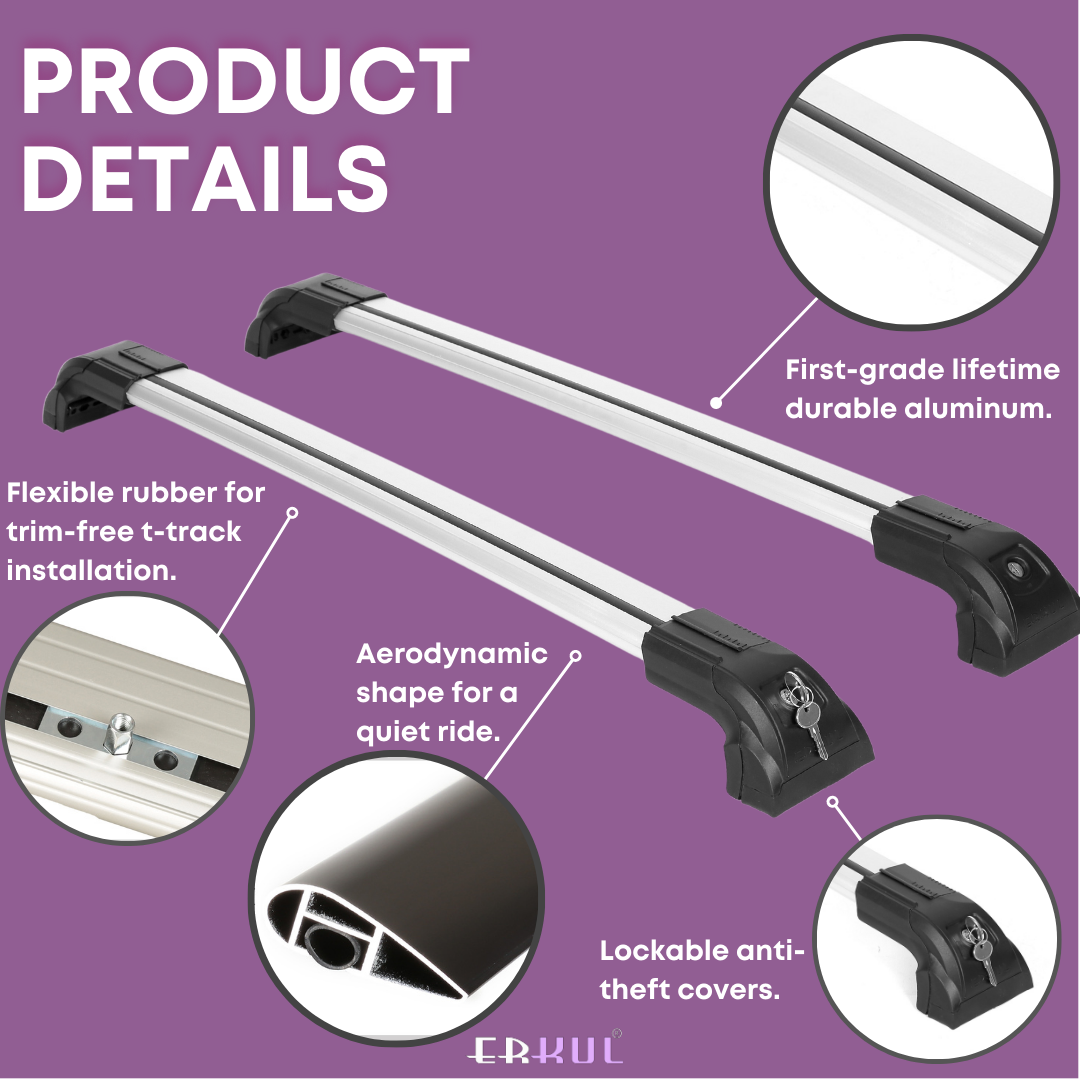 Erkul Strong Roof Rack Crossbars Fits Lexus LX 600 2022-2025 Metal Mounts Silver