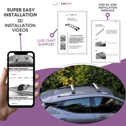 Erkul Strong Roof Rack Crossbars Fits BMW X5 (G05/G18) 2019-2026 Metal Mounts Silver