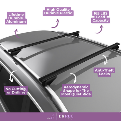 ERKUL Roof Rack Cross Bars for Subaru Forester 2009-2013 for Raised Rails-Black