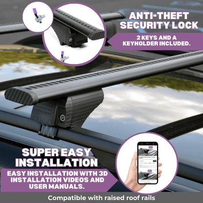 ERKUL Roof Rack Cross Bars for Mercedes Benz GLE (W166) 2015-2019 - Black
