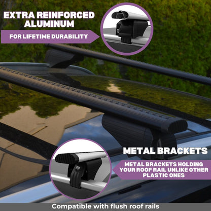 ERKUL Roof Rack Cross Bars for Hyundai Santa Fe 2019-2023 - Flush Rails - Black