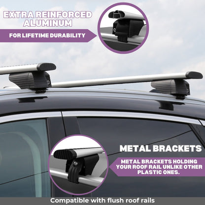 ERKUL Roof Rack Cross Bars for Audi Q3 2015-2018 with Flush Rails - Silver