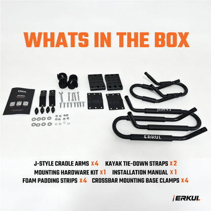 ERKUL WaveRack Kayak Complete Kit - J-Rack + 2 Tie-Down Straps