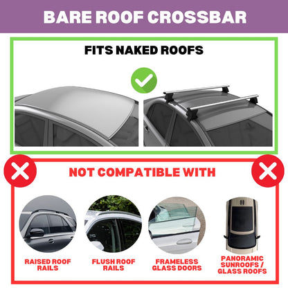 Roof Rack Crossbars for Lexus GS 2012-2020 Fits Naked Roof - Black