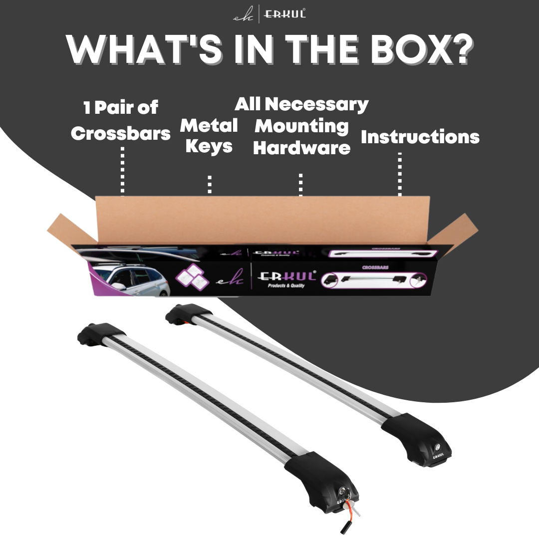 Roof Rack Crossbars for Nissan Rogue 2014-2020 Fits Raised Rails - Silver