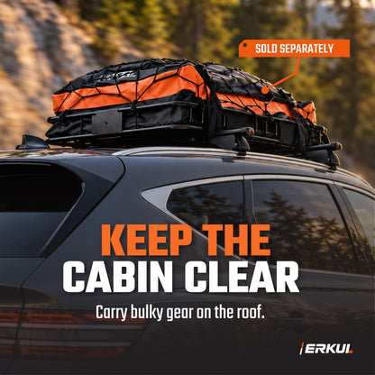 ERKUL AeroGlide Roof Cargo Basket 51x36", Steel, 175 lb, Wind Fairing